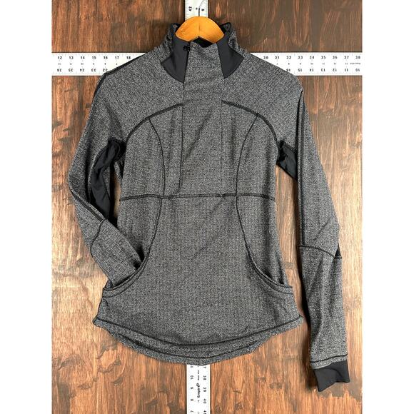 Lululemon Athletica Half Zip Base Runner Jacket Heathered Herringbone Womens 8 - Picture 1 of 6